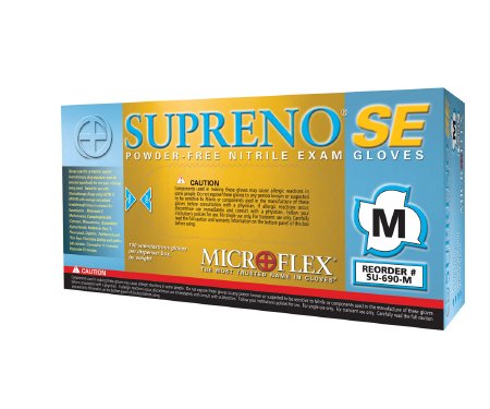Gloves Exam Supreno® SE Large NonSterile Nitrile Standard Cuff Length Textured Fingertips Blue Not Chemo Approved (100/BX 10BX/CS) by Ansell Healthcare Products LLC  ID SU-690-L